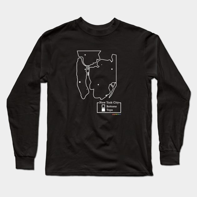 NYC Bottoms / Tops Map (White) Long Sleeve T-Shirt by GayOleTime